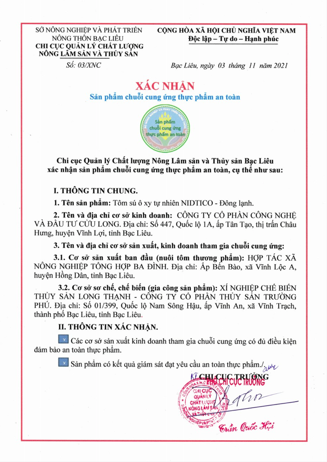 Tôm sú oxy - chứng nhận an toàn - Hợp Tác Xã Nông Nghiệp Tổng Hợp Ba Đình